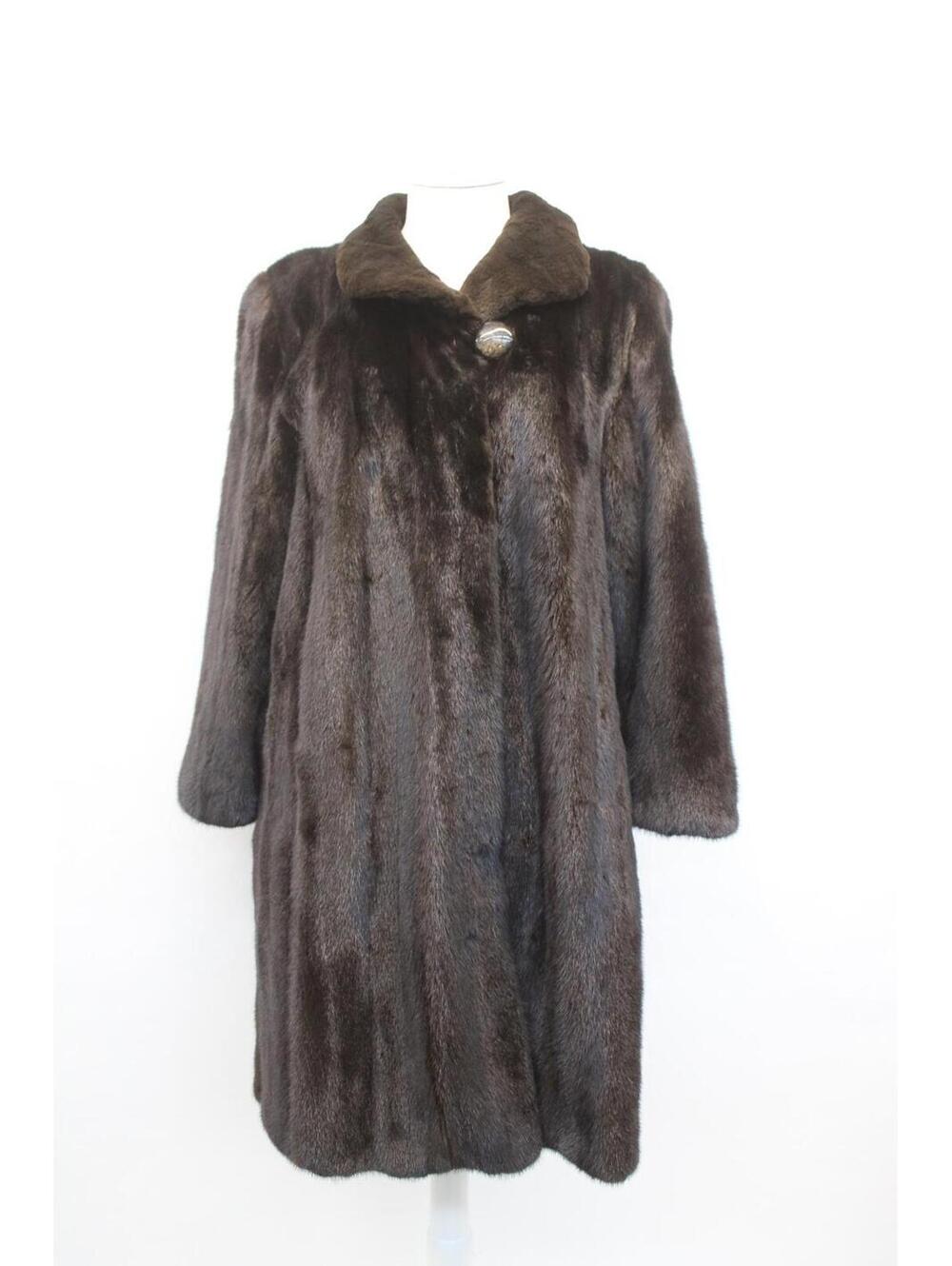 Mint Canadian Dark Ranch Mink Fur Coat Women Woman Size 4-6 Sheared Mink Collar